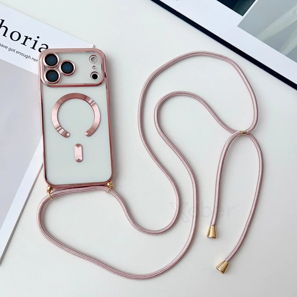 iPhone Hülle mit Magnet & Band – Transparent & Soft