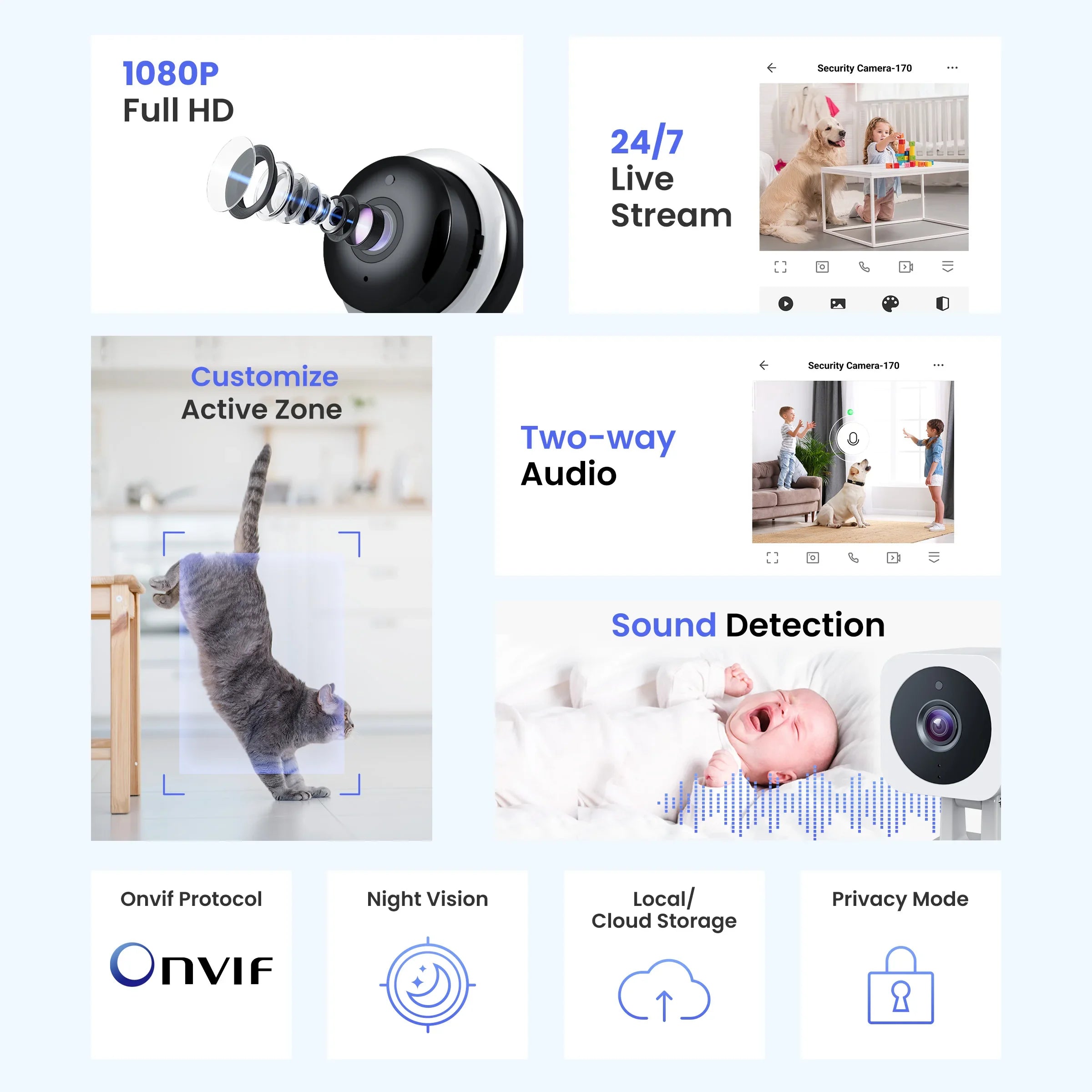 WLAN Smart Kamera mit Nachtsicht & Zwei-Wege-Audio