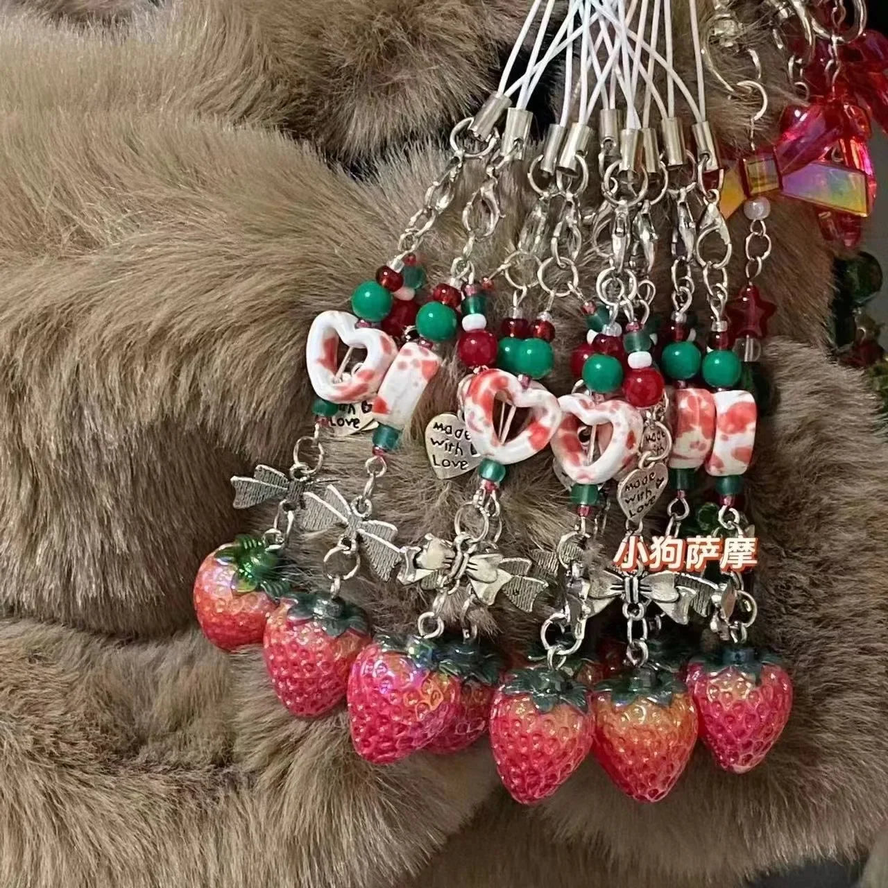 Silikon Herz Erdbeere Handy Lanyard für Mädchen