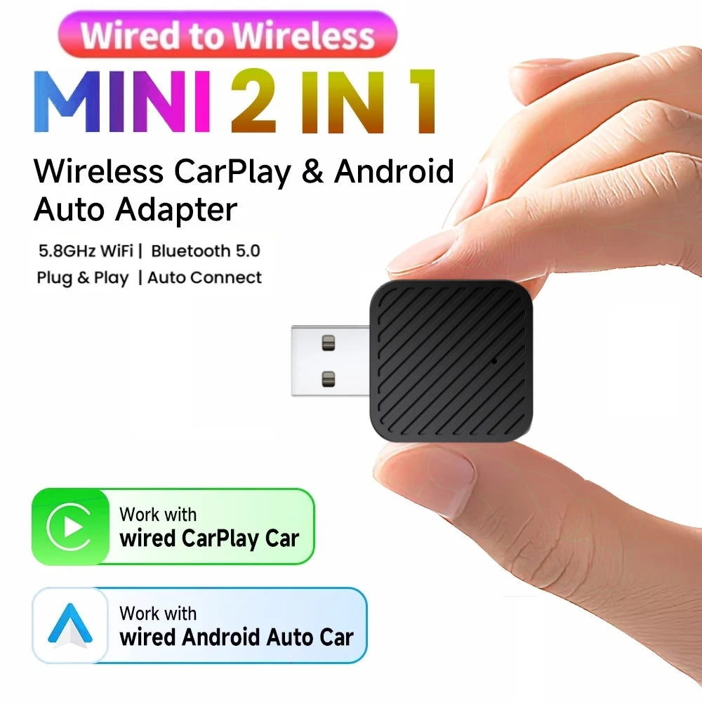 2-in-1 KI Adapter CarPlay Android Auto kabellos