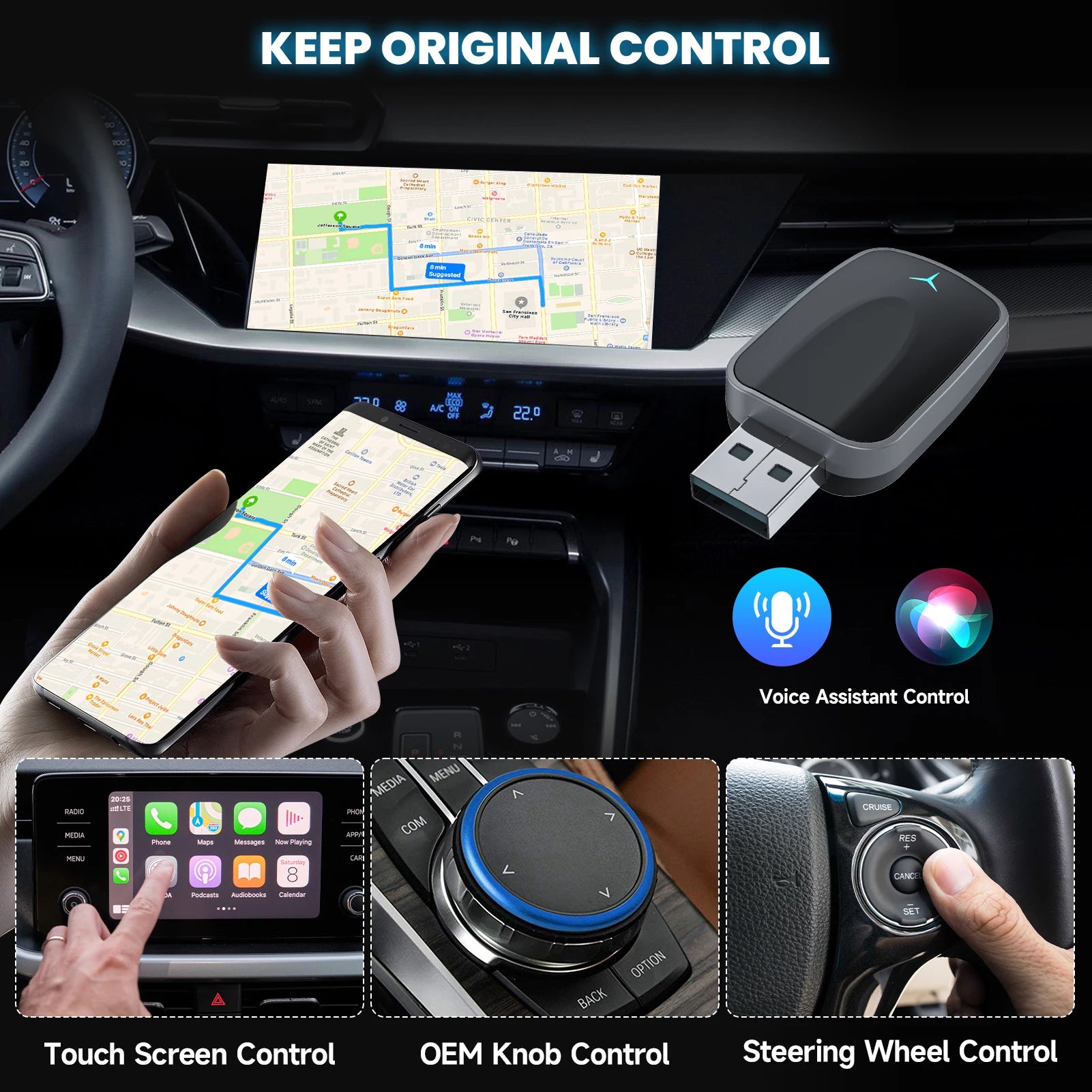 2-in-1 Kabel zu Wireless CarPlay Adapter