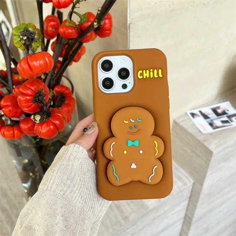 Cute 3D phone case with stand for iPhone 16