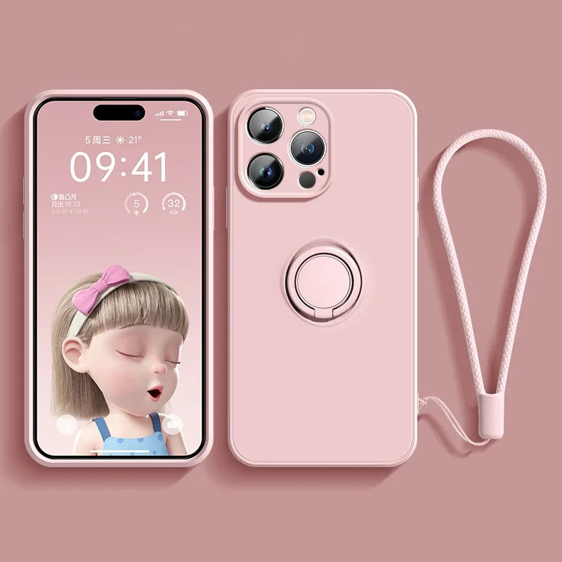 Magnetic silicone iPhone case with ring