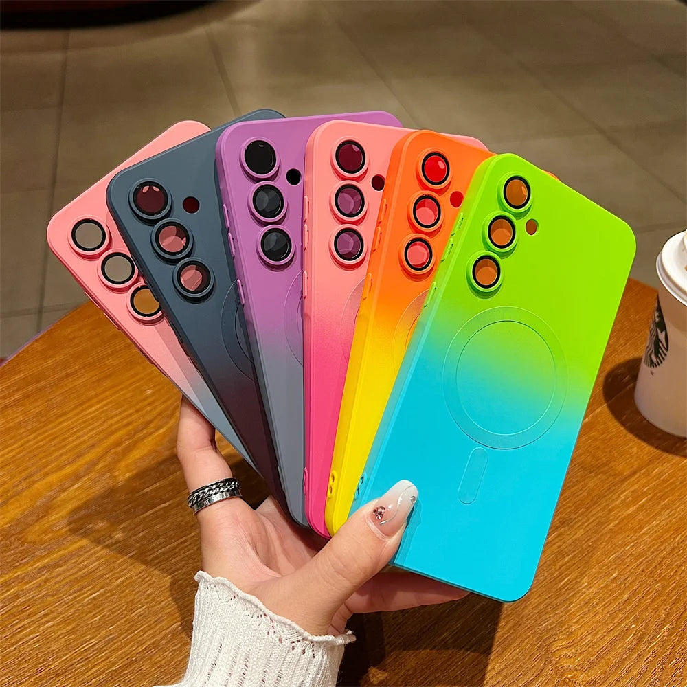 Stylish gradient case with magnet & soft silicone