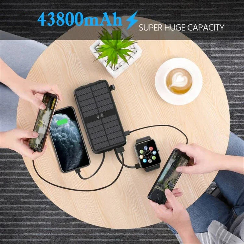 43800mAh Solar Powerbank with Qi Fast Charging PD22.5W