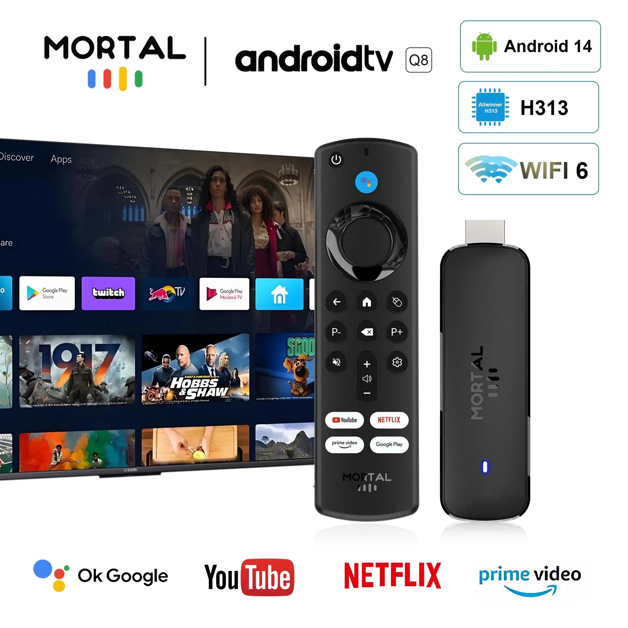 Android 14 TV Stick mit 4K Ultra HD Streaming