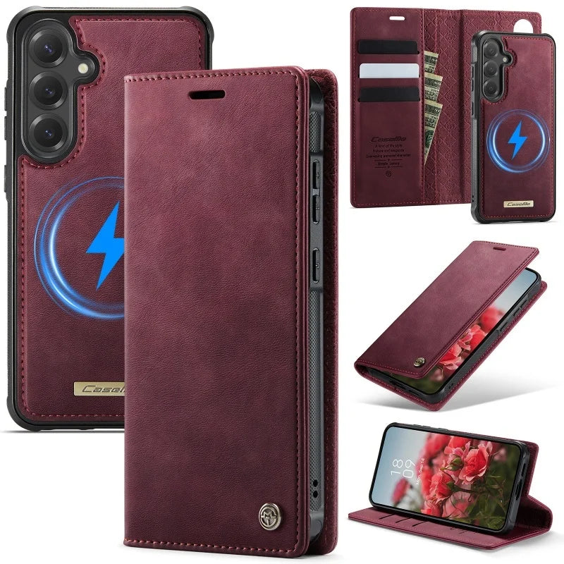 Magnetic Leather Wallet Case for Samsung
