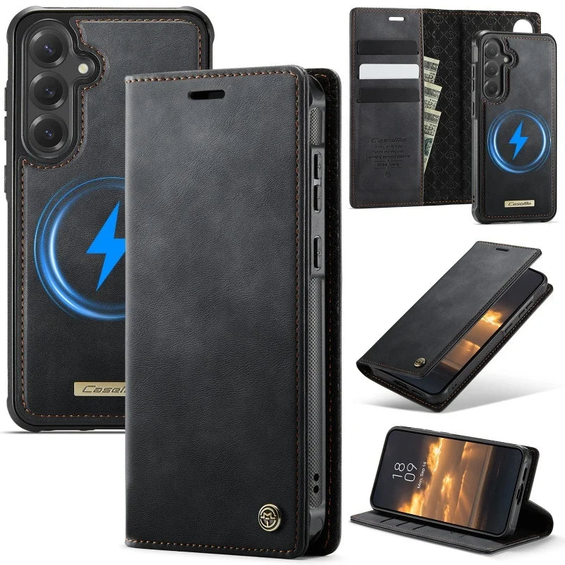 Magnetische Leder Geldbörse Hülle für Samsung