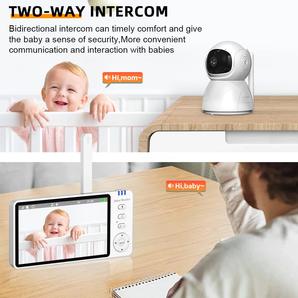 5-Zoll HD Baby Monitor mit Nachtsicht & 2-Wege Audio