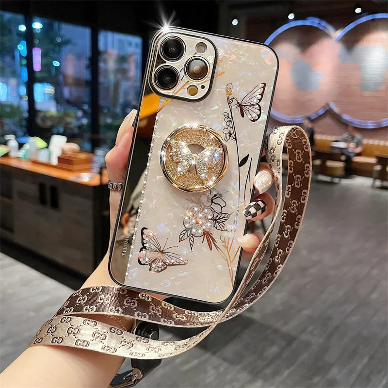 Luxus Glitter Diamant Ringhalter Hülle für iPhone 17