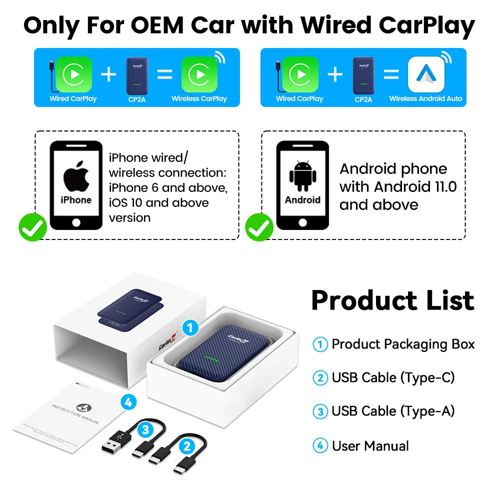 CarlinKit 5.0 Kabelloser CarPlay Android Adapter