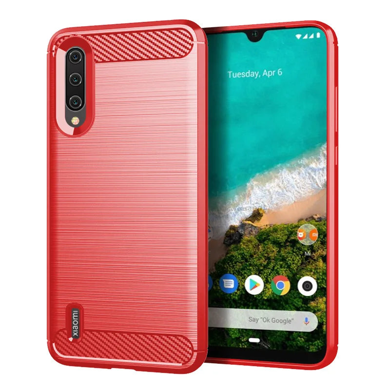 Soft silicone case for Xiaomi Mi A3 Carbon Fiber