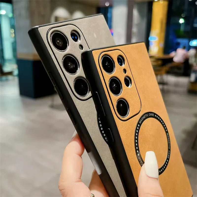 Magnet Lederhülle für Galaxy S25–Note 10 Plus