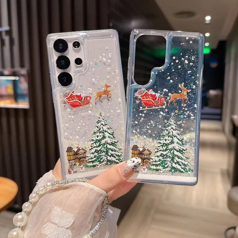Weihnachts Glitzer Flüssig Hülle für Samsung S25