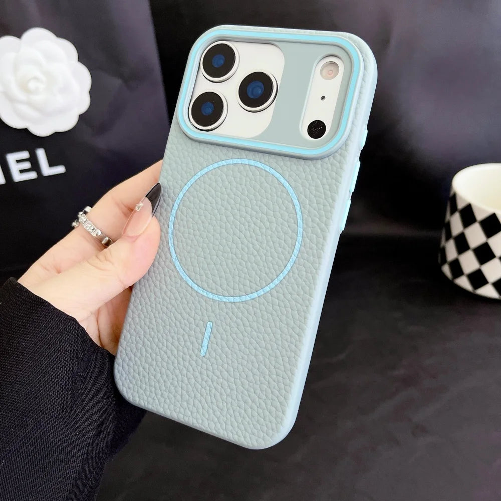 Luxus Leder Magnetische Magsafe Hülle Business TPU