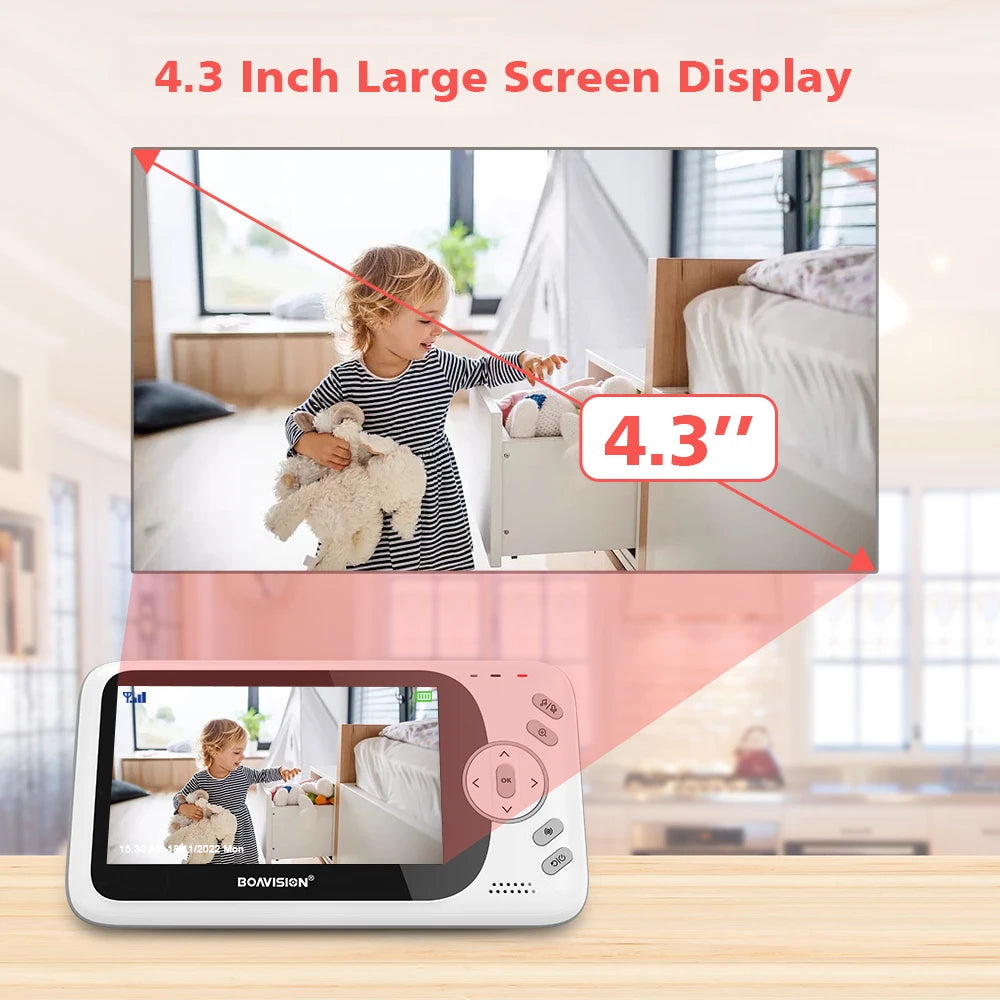 Video Baby Monitor 4.3 Inch Pan Tilt Camera
