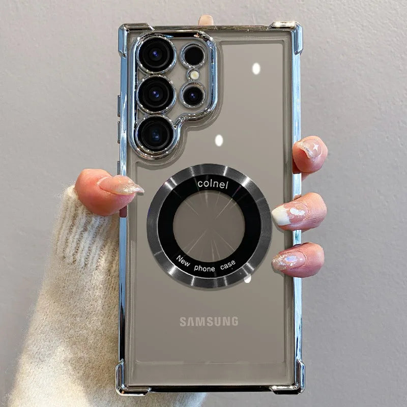 Plating Magsafe Clear Hülle für Samsung Galaxy S25