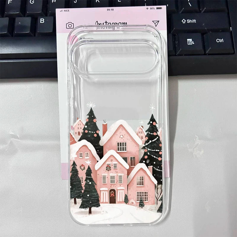 Winter-Handyhülle mit Schnee und Tannenbaum für Pixel