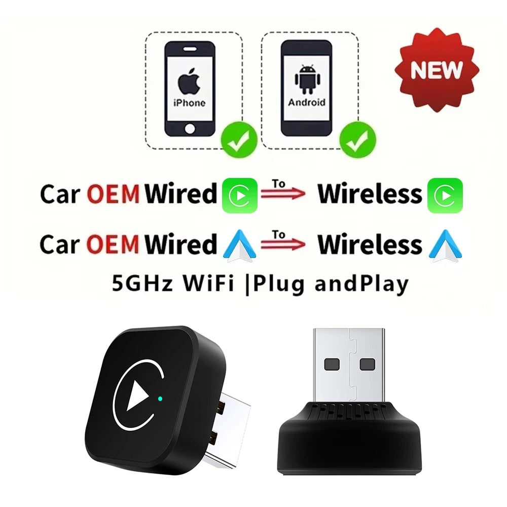 2in1 Kabelloser CarPlay Android Auto Adapter USB