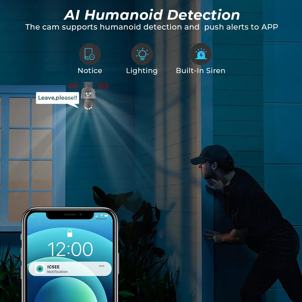 4K 8MP Dual-Lens PTZ WLAN Kamera Außen