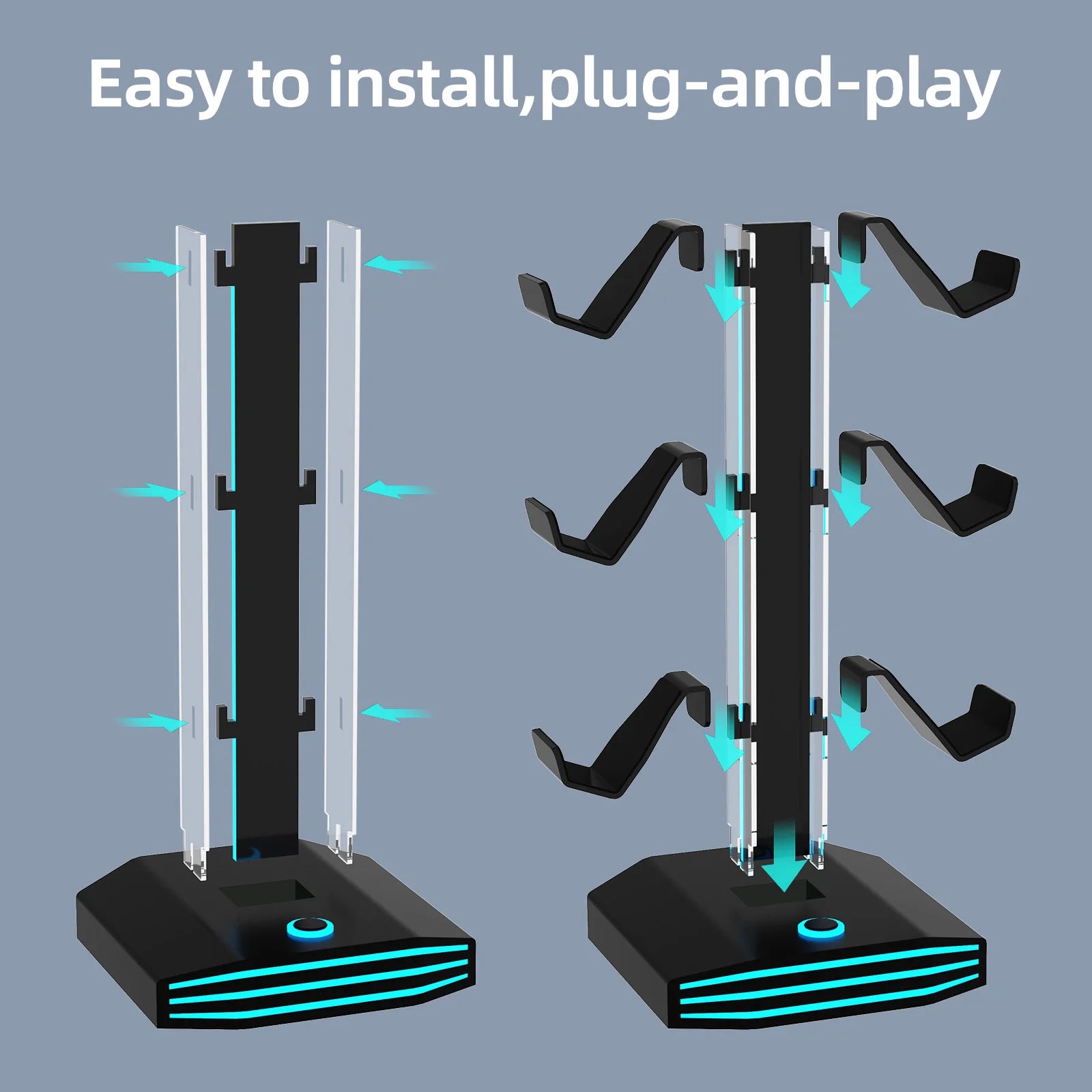 RGB Headset Ständer & Controller Halter Universal 2-in-1 Gaming Halterung