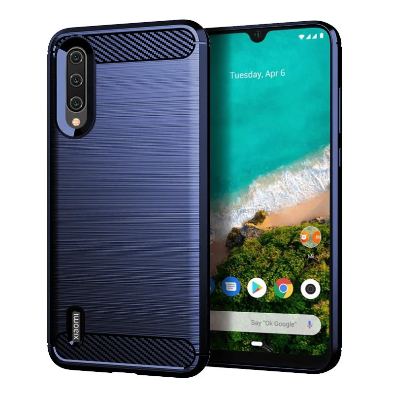 Soft silicone case for Xiaomi Mi A3 Carbon Fiber