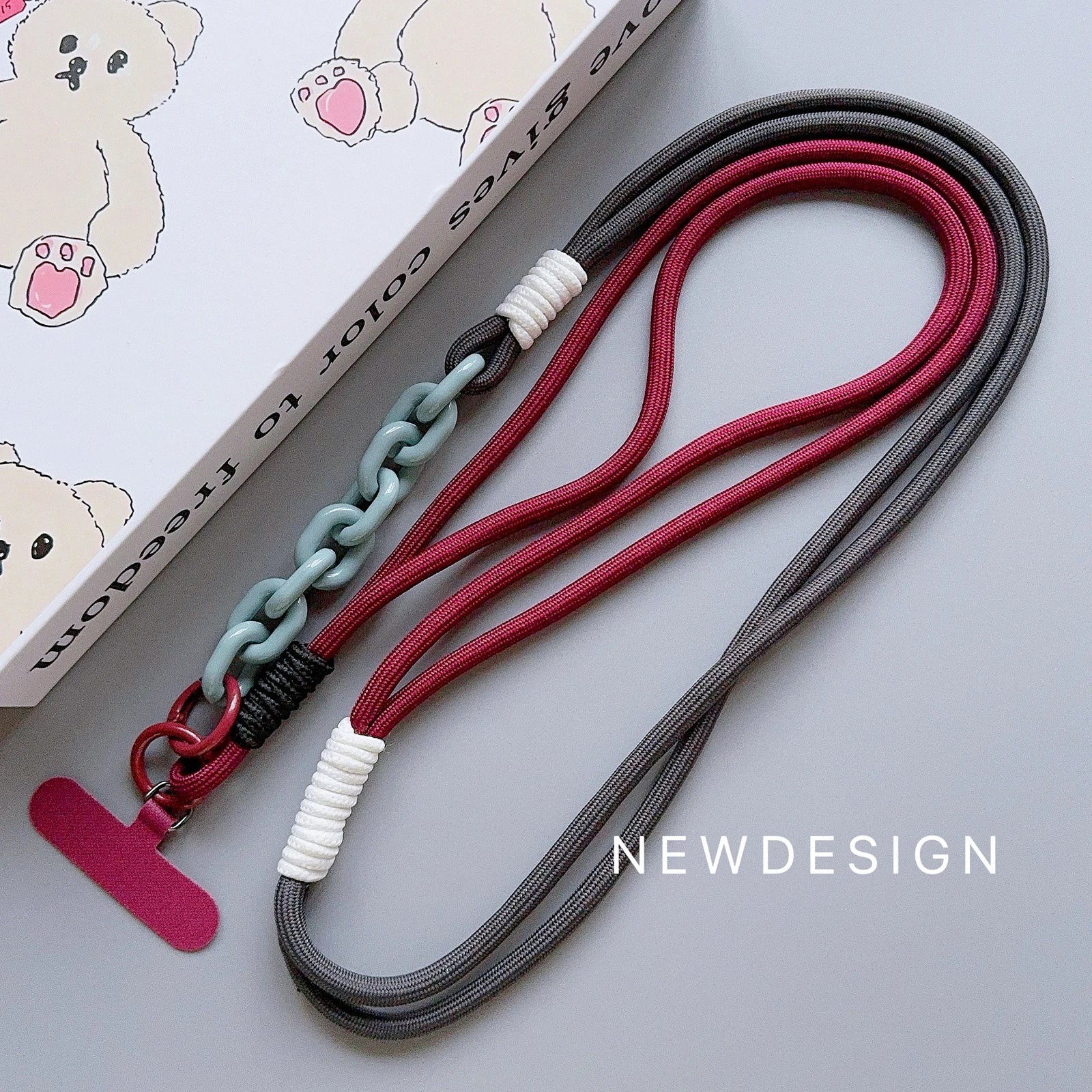 Verstellbares Leder-Handy-Lanyard mit Perlen