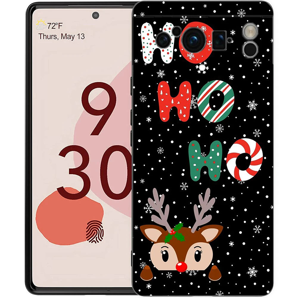 Pixel 9 8 Case Cartoon Silicone TPU Half Wrap Christmas Case
