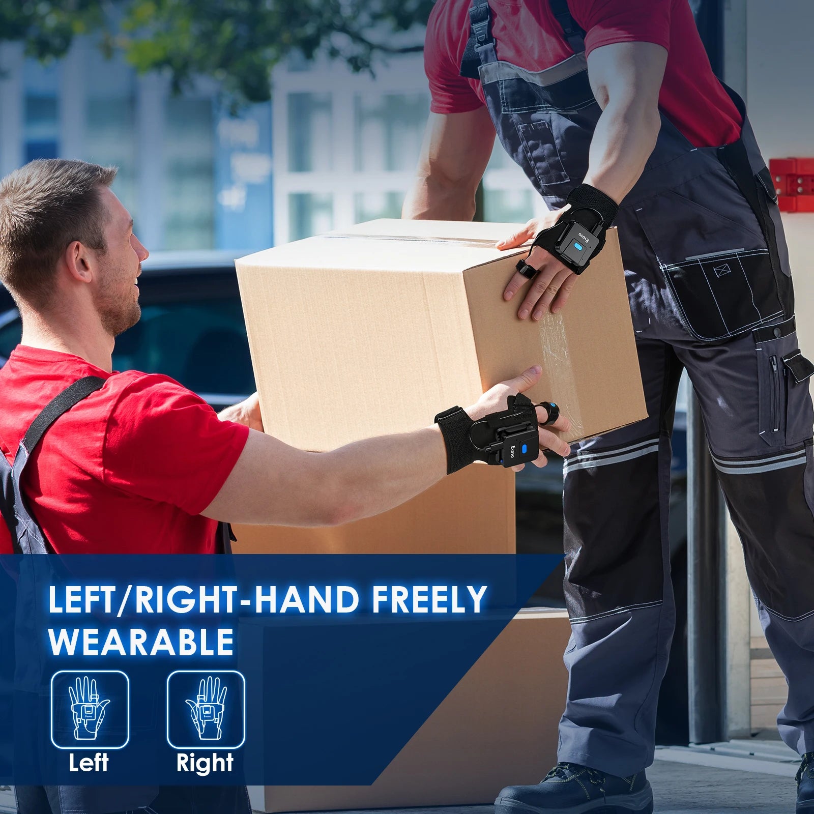 Portable 2D Bluetooth scanner for left- and right-handed users