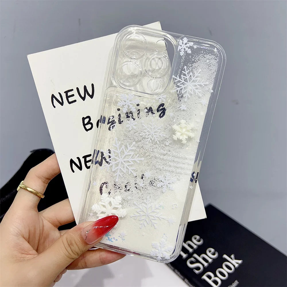 Glitter Snowflake TPU Case for iPhone 16