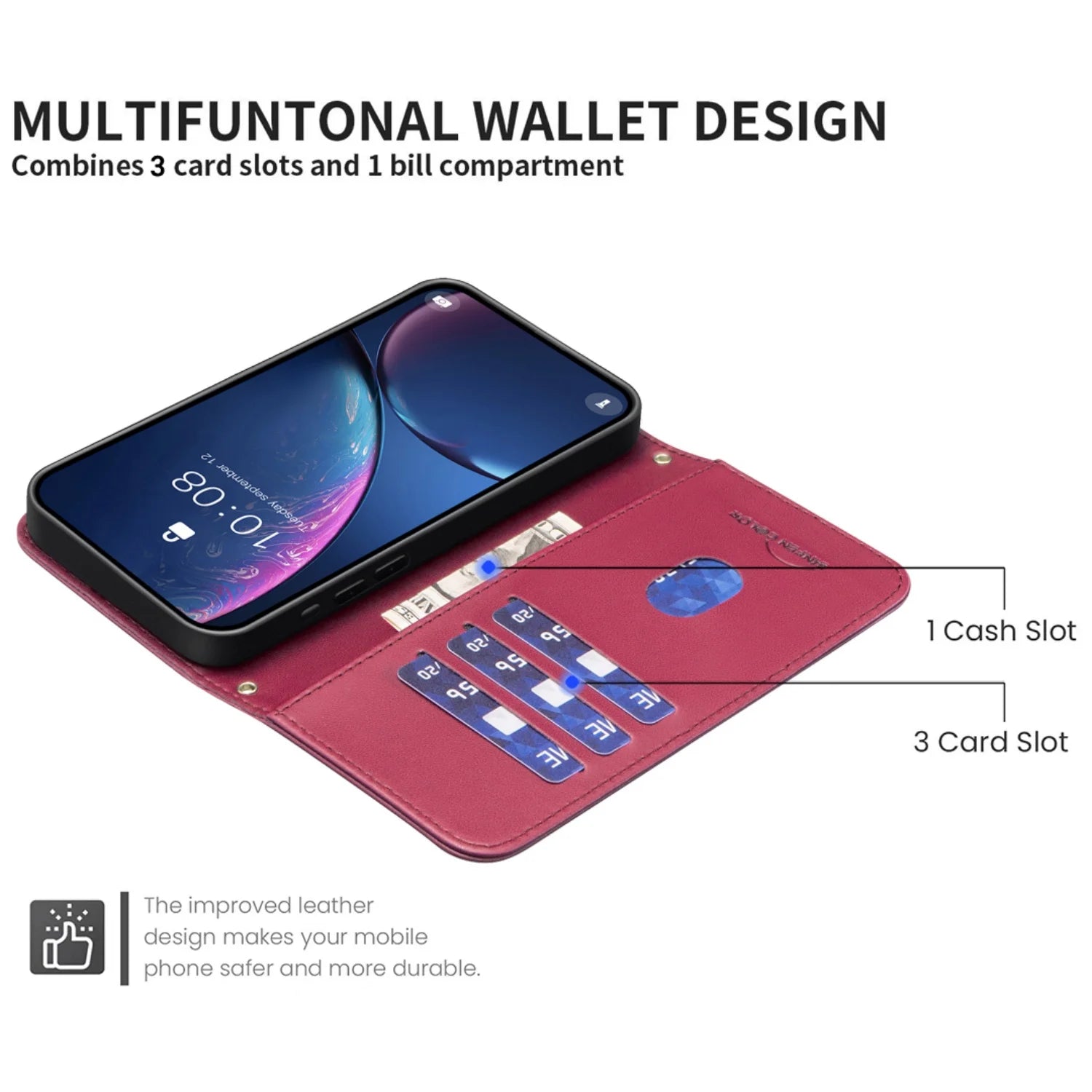 Luxuriöse Leder Flip Hülle für Google Pixel 10 Wallet