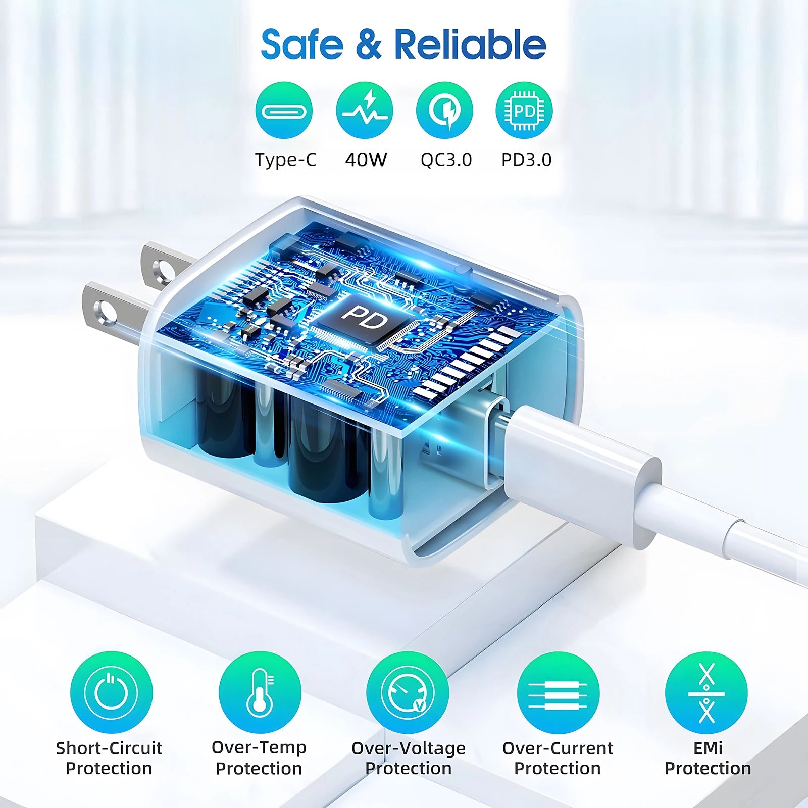 40W USB-C Fast Charger & Cable Set