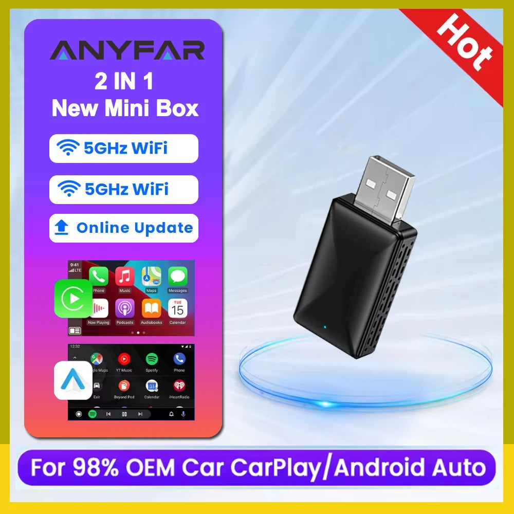 2in1 Wireless CarPlay & Android Auto Box Mini