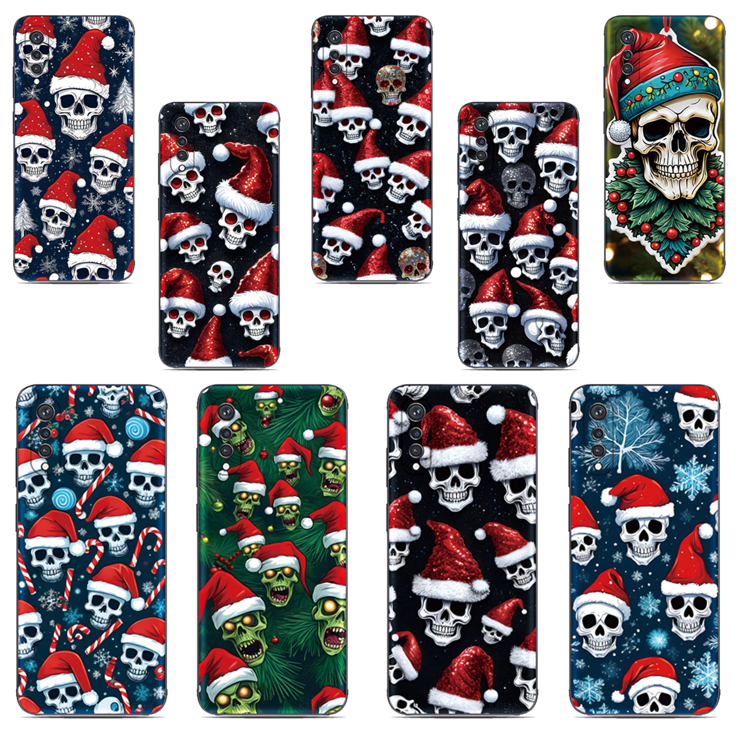 Christmas Skulls TPU Case for Google Pixel 10, 10 Pro and 10 Pro XL, soft, flexible, shockproof, scratch-resistant with cartoon flower anime design