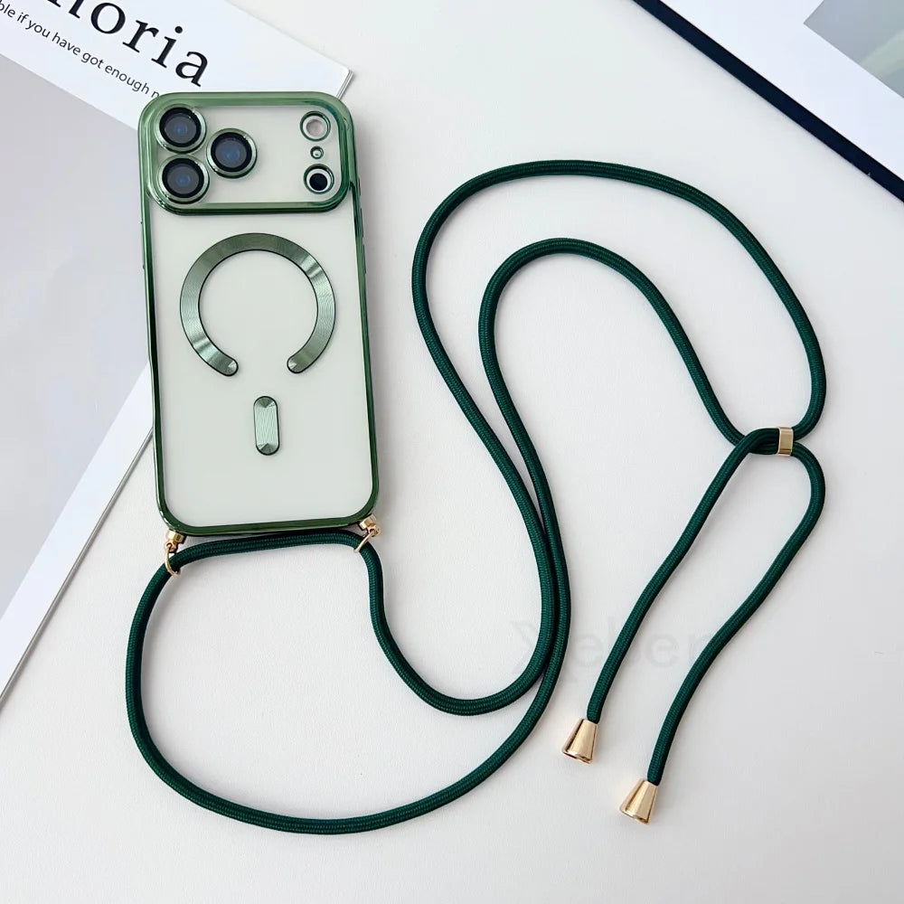 iPhone Hülle mit Magnet & Band – Transparent & Soft