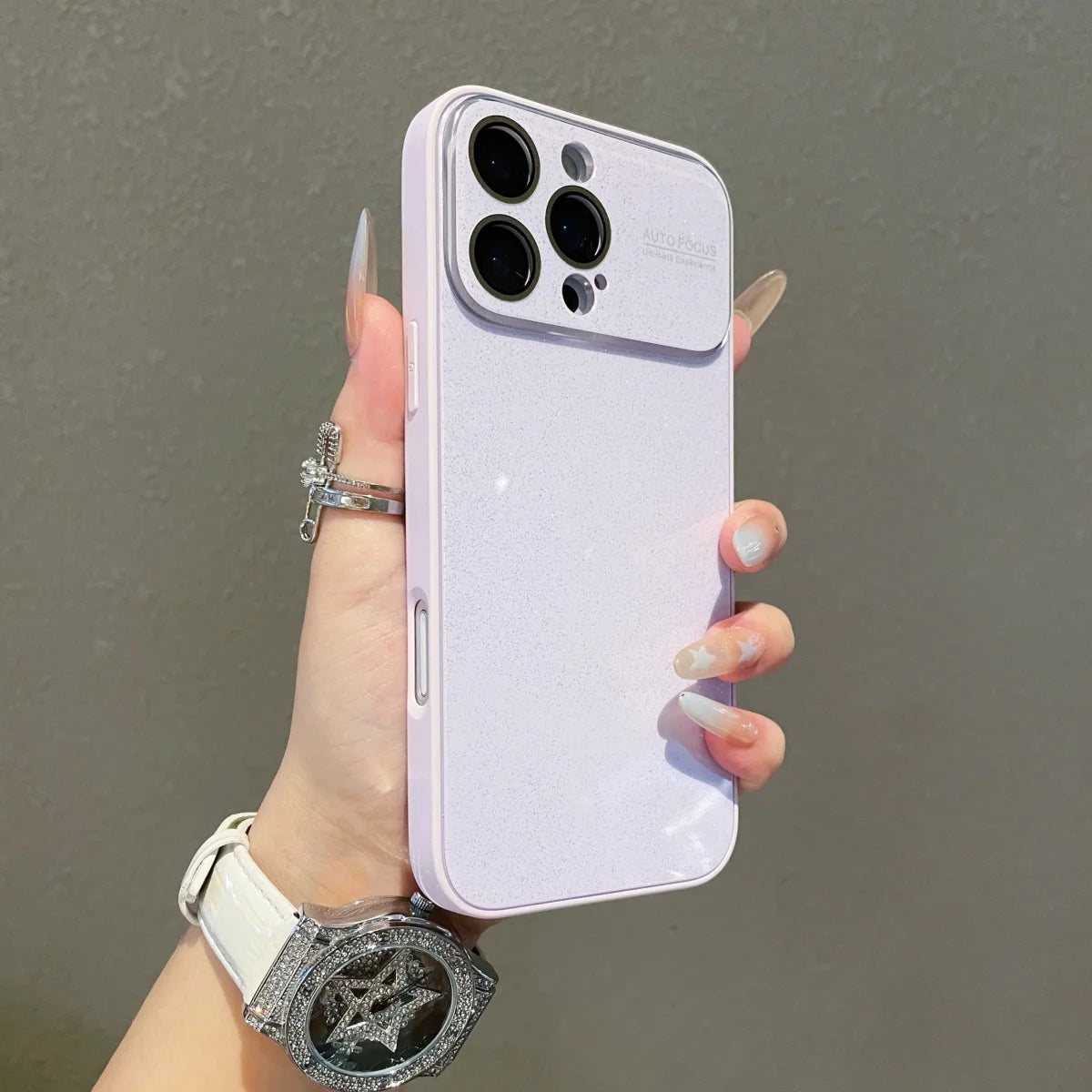 Glitzer Acryl Hülle mit Fenster für iPhone 17