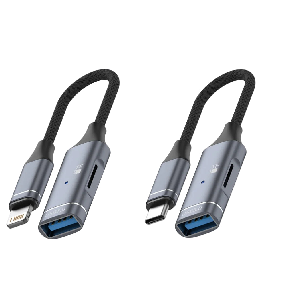 2-in-1 OTG Adapter USB-C & Lightning Kartenleser