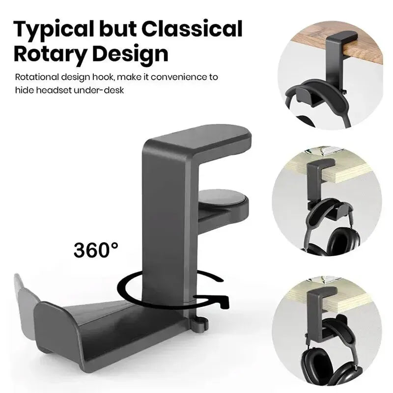 Flexible 360° headphone holder for desk