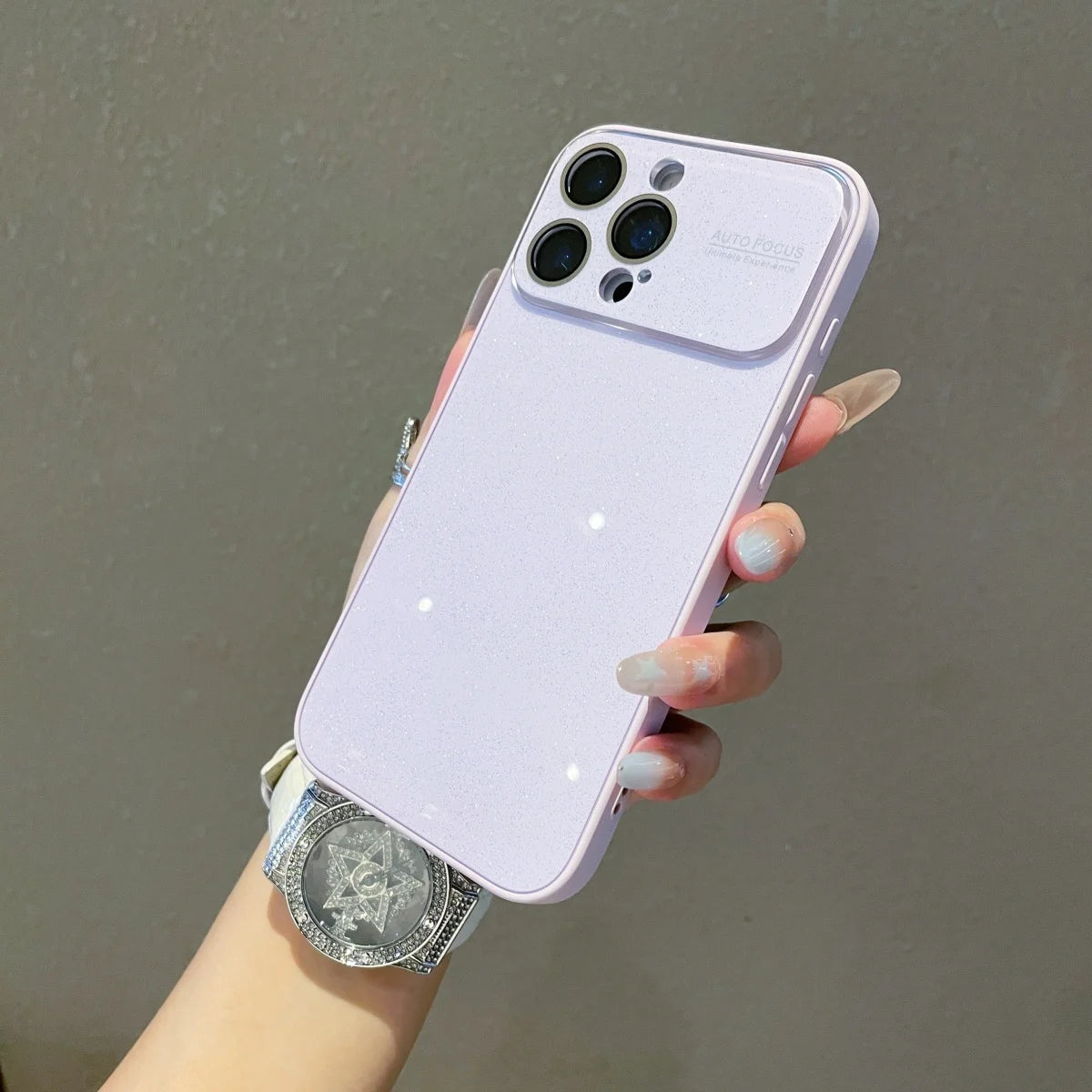Glitzer Acryl Hülle mit Fenster für iPhone 17