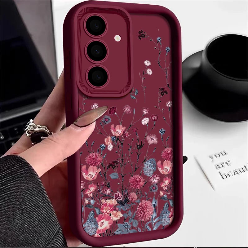 Elegant red floral case for Samsung Galaxy & A series