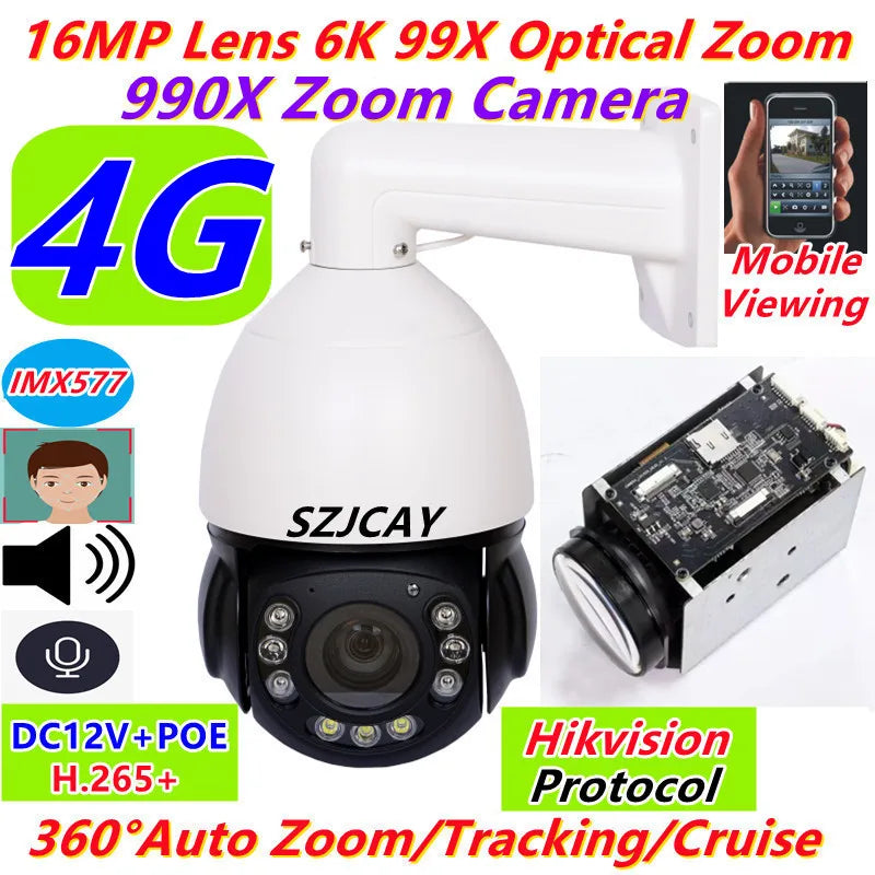 16MP 8K PTZ Kamera mit 99X Zoom & 4G Tracking