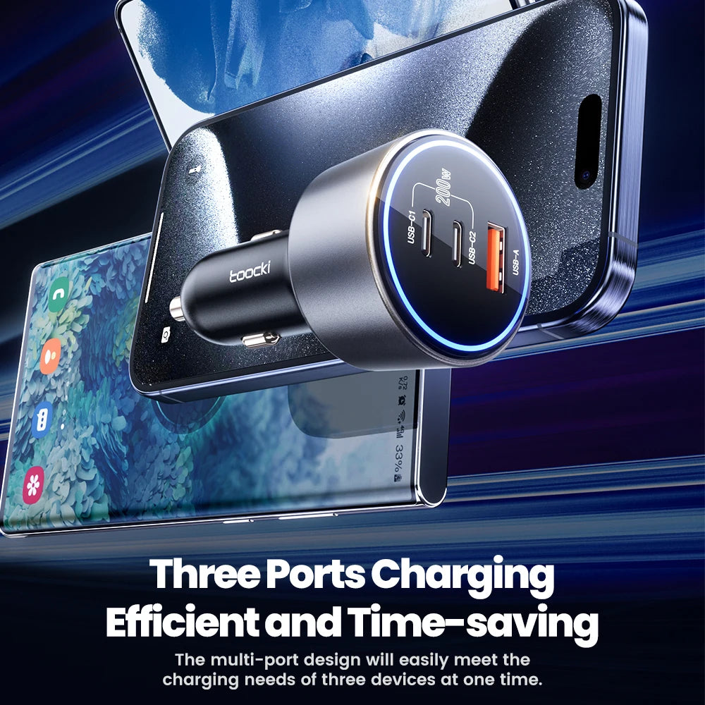 200W Auto Ladegerät USB Typ C Schnellladung