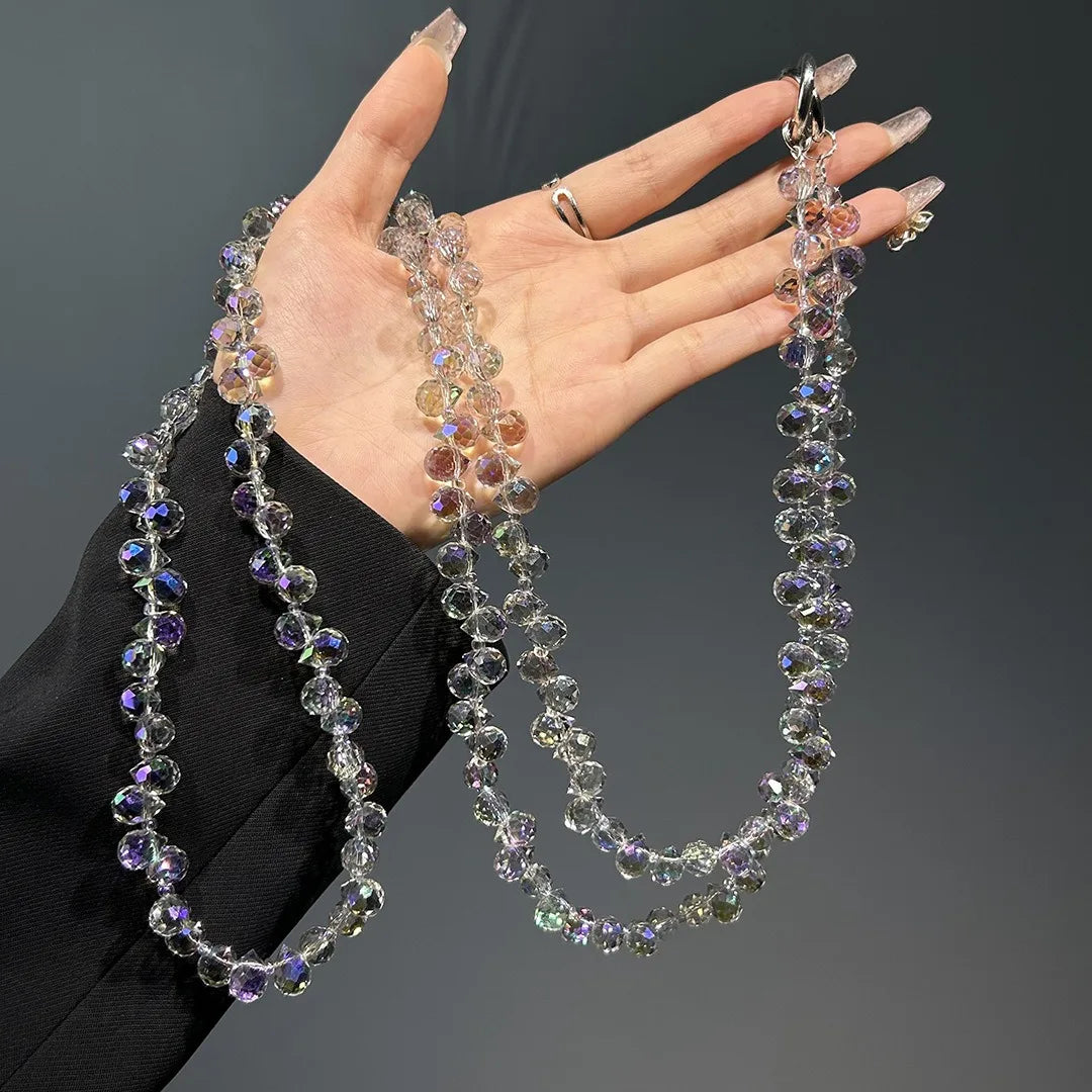 Langes Telefon-Lanyard mit Kristallperlen und Wassertropfen