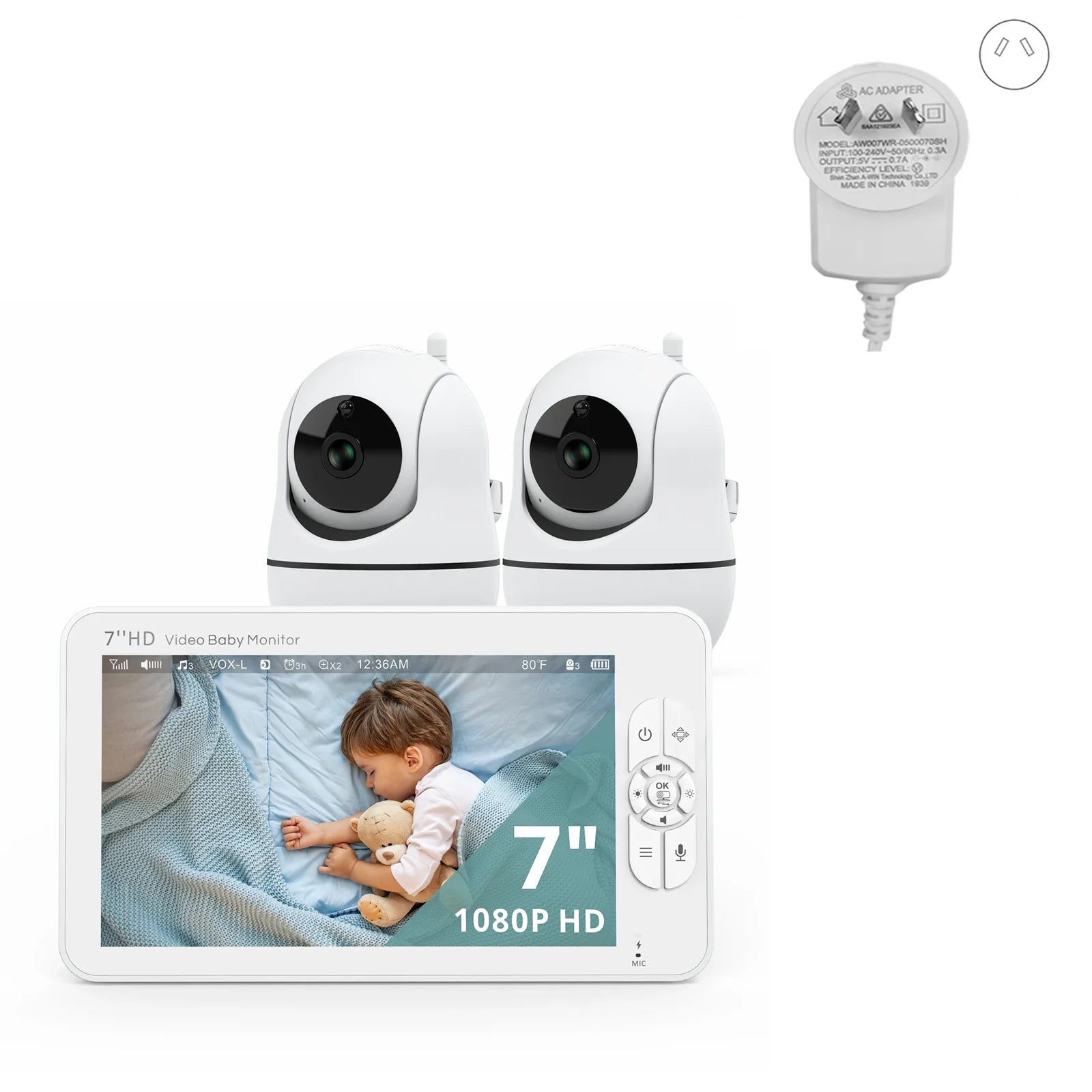 7 Zoll HD Babyphone Split Screen mit Fernsteuerung