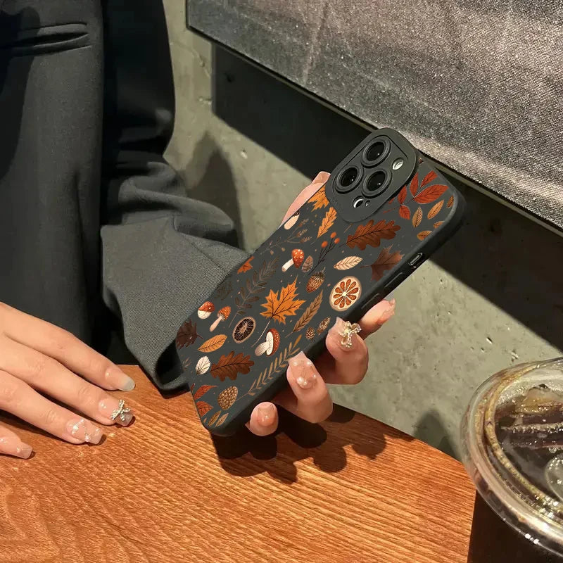 Herbstliche Blätter Hülle für iPhone aus Silikon
