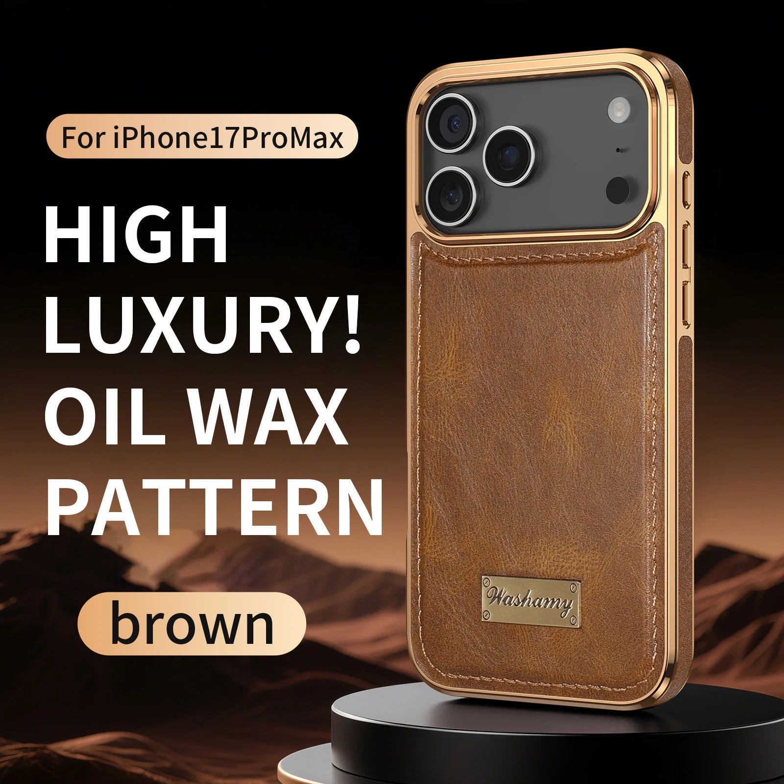 Oil wax leather case with magnet for iPhone 17 series