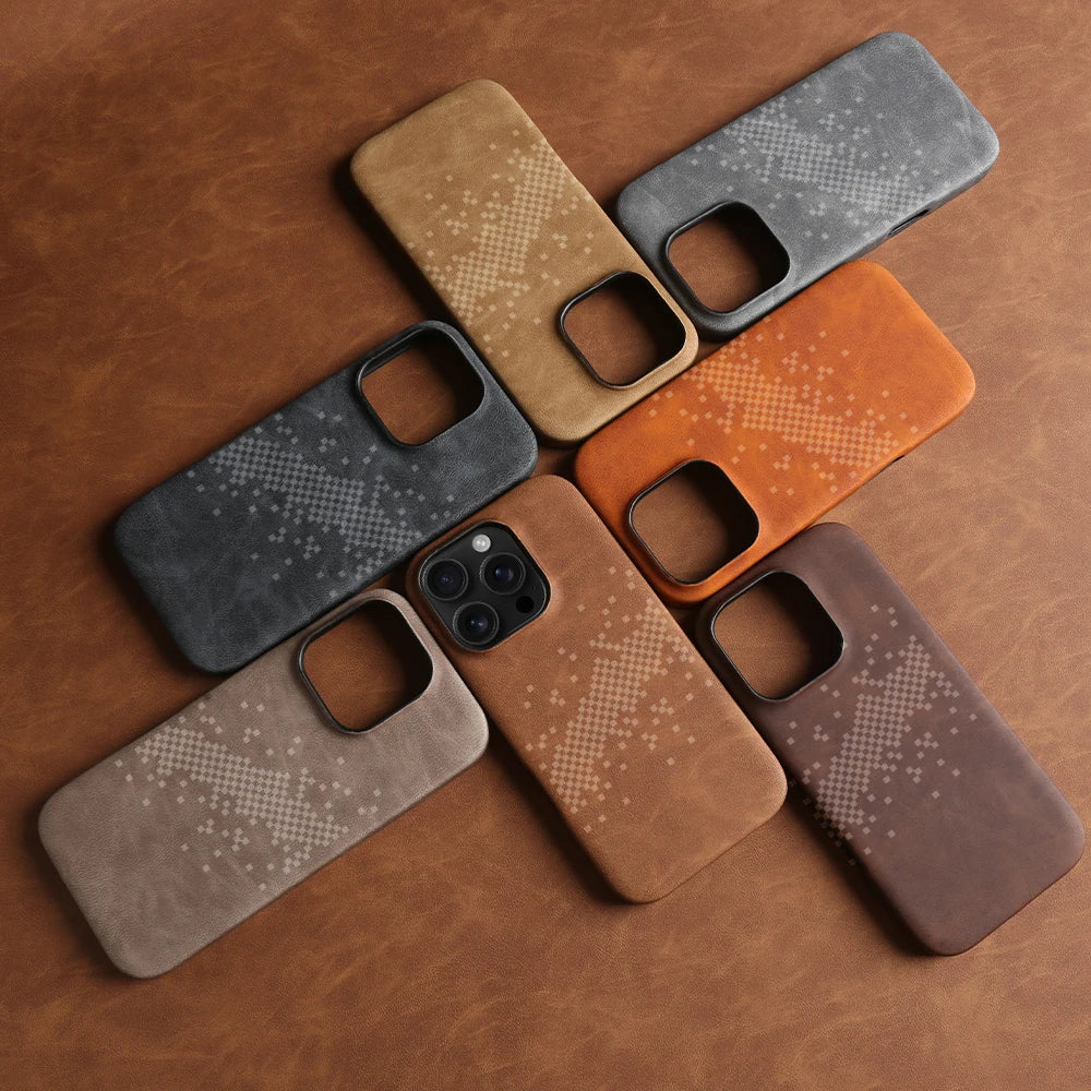 Luxury Leather Case for iPhone 17-15 Pro Max, Shockproof