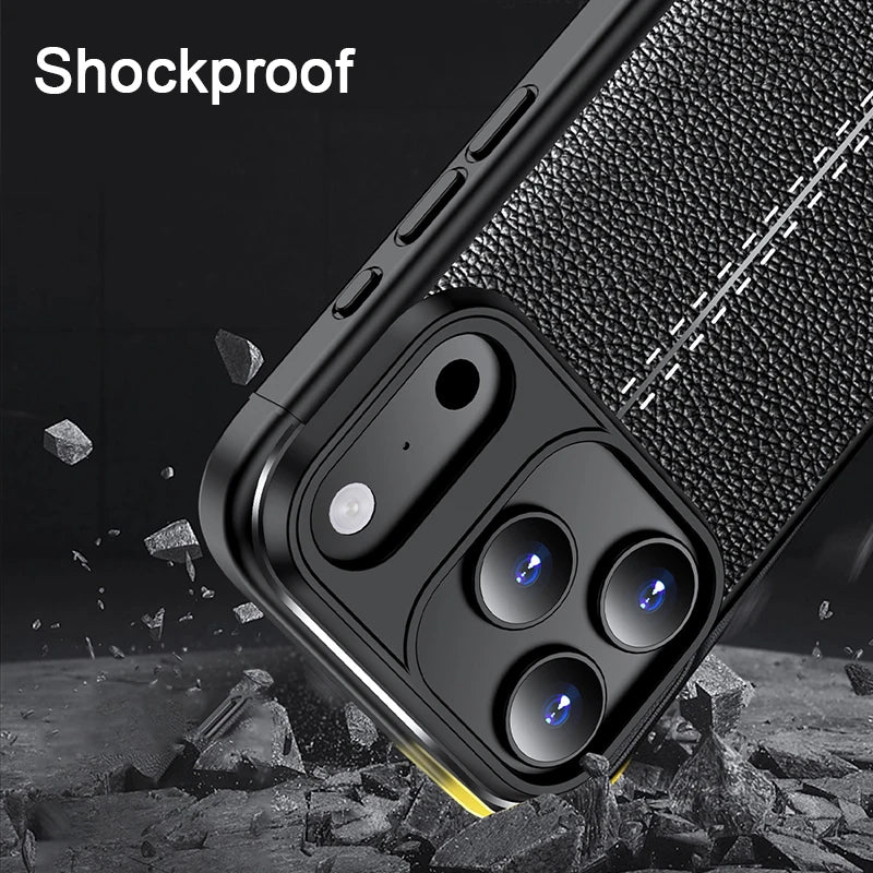 Shockproof silicone leather case for iPhone 17 Pro Max