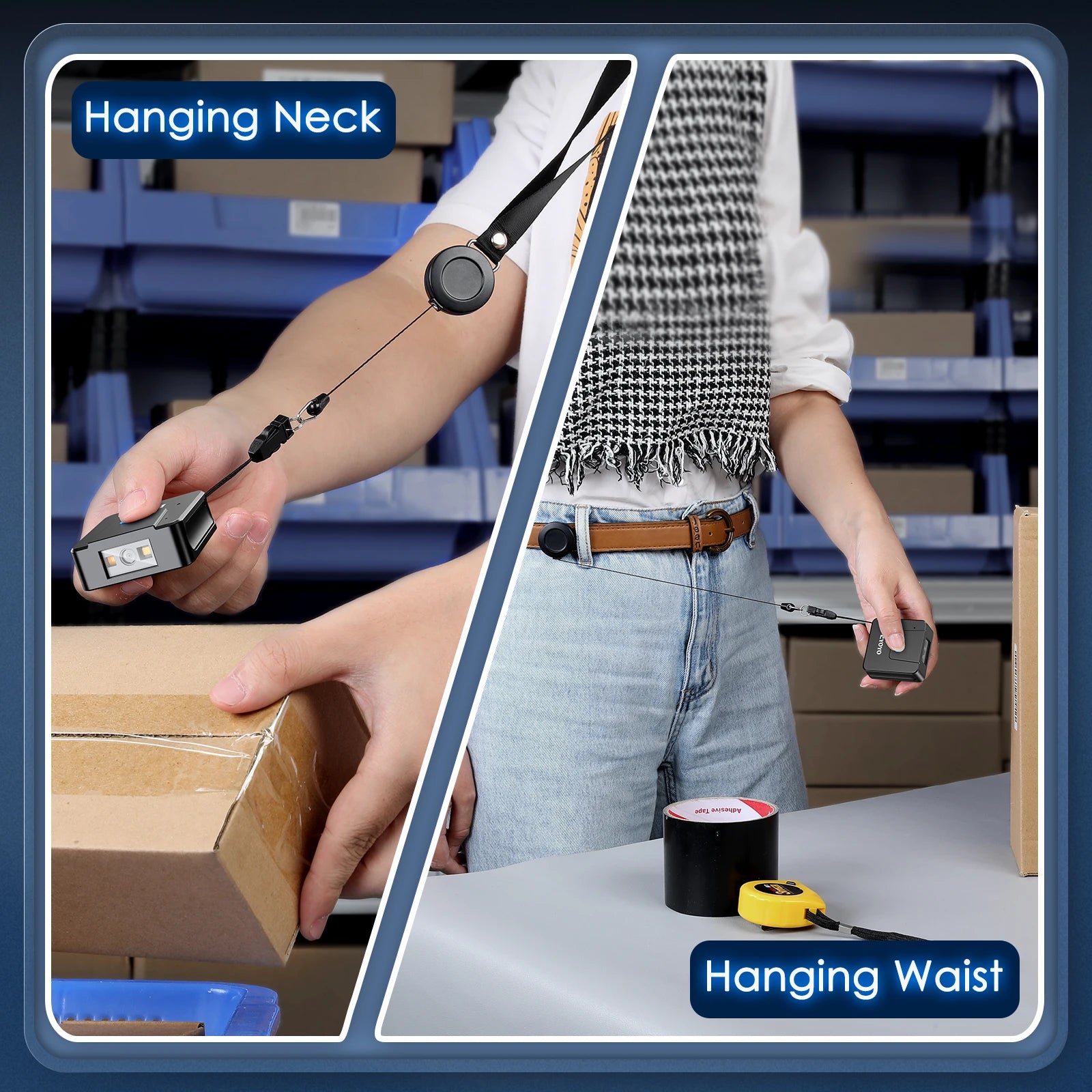 Portable 2D Bluetooth scanner for left- and right-handed users