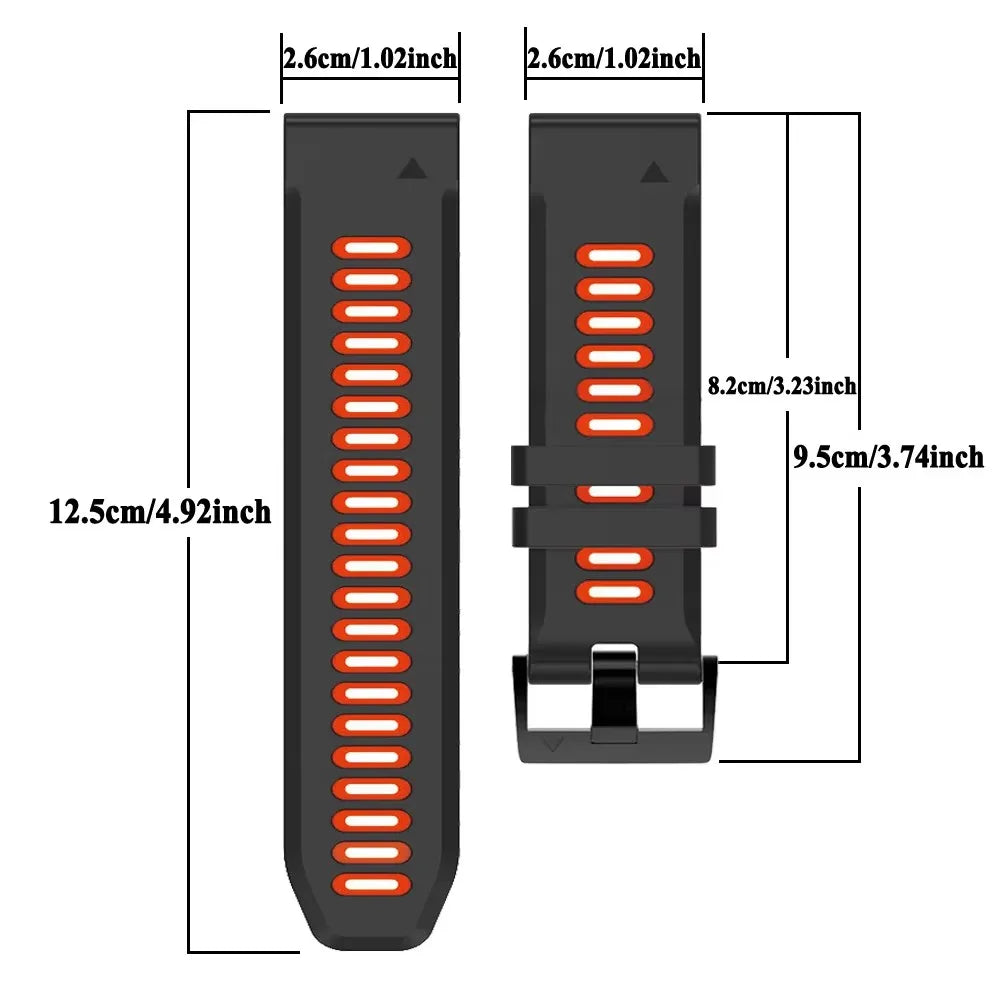 Silikonarmband 22/26mm für Garmin MARQ & Fenix – Sportlich & Flexibel